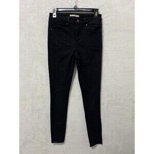 Levis 721 Jeans Womens Black High Rise Skinny Stretch Denim 28x34 (26x31.25)